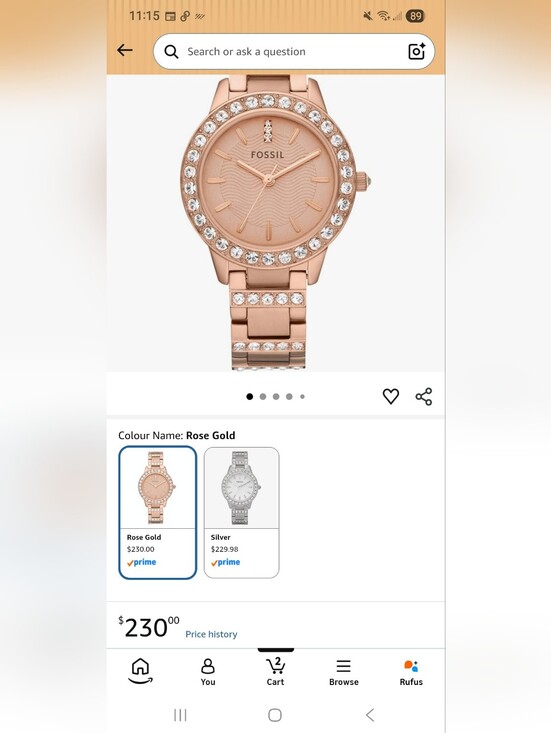 Fossil Accessories - Fossil Rose Gold Crystal Accent Bracelet Watch